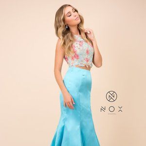 NEW LONG MERMAID PROM DRESS  ZIPPER BACK FLORAL TOP FOR SPECIAL OCCASION NX 8287